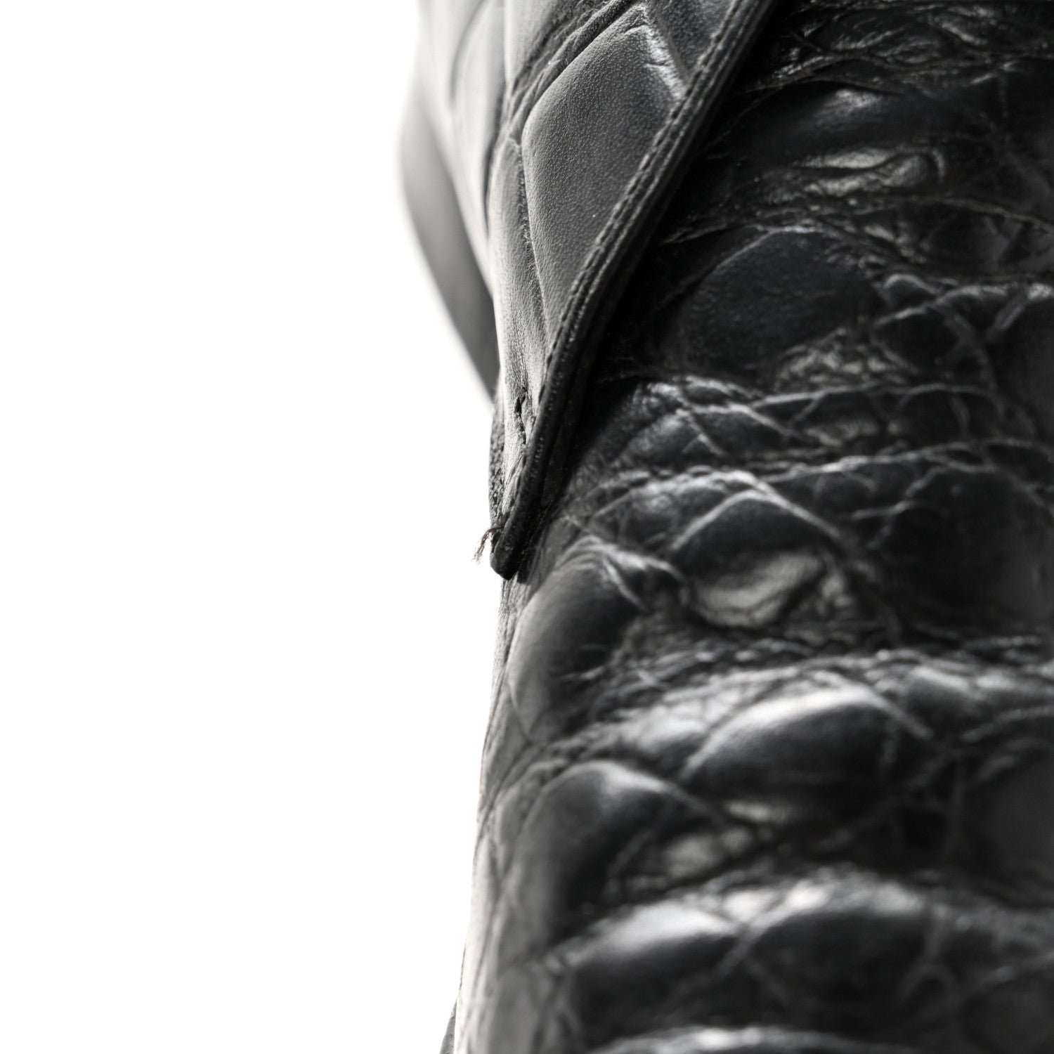Saint Laurent Calfskin Crocodile Embossed Womens Dixon Buckle Ankle Boots 37.5 Black 15 of 15