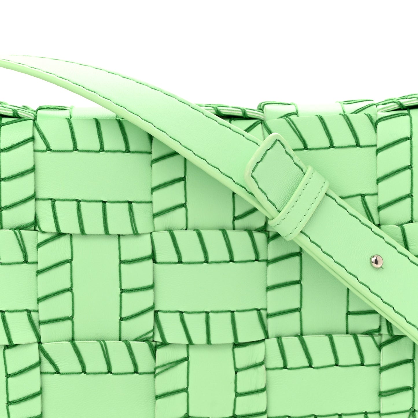 Nappa Maxi Intrecciato Overlock Stitched Cassette Crossbody Bag Parakeet