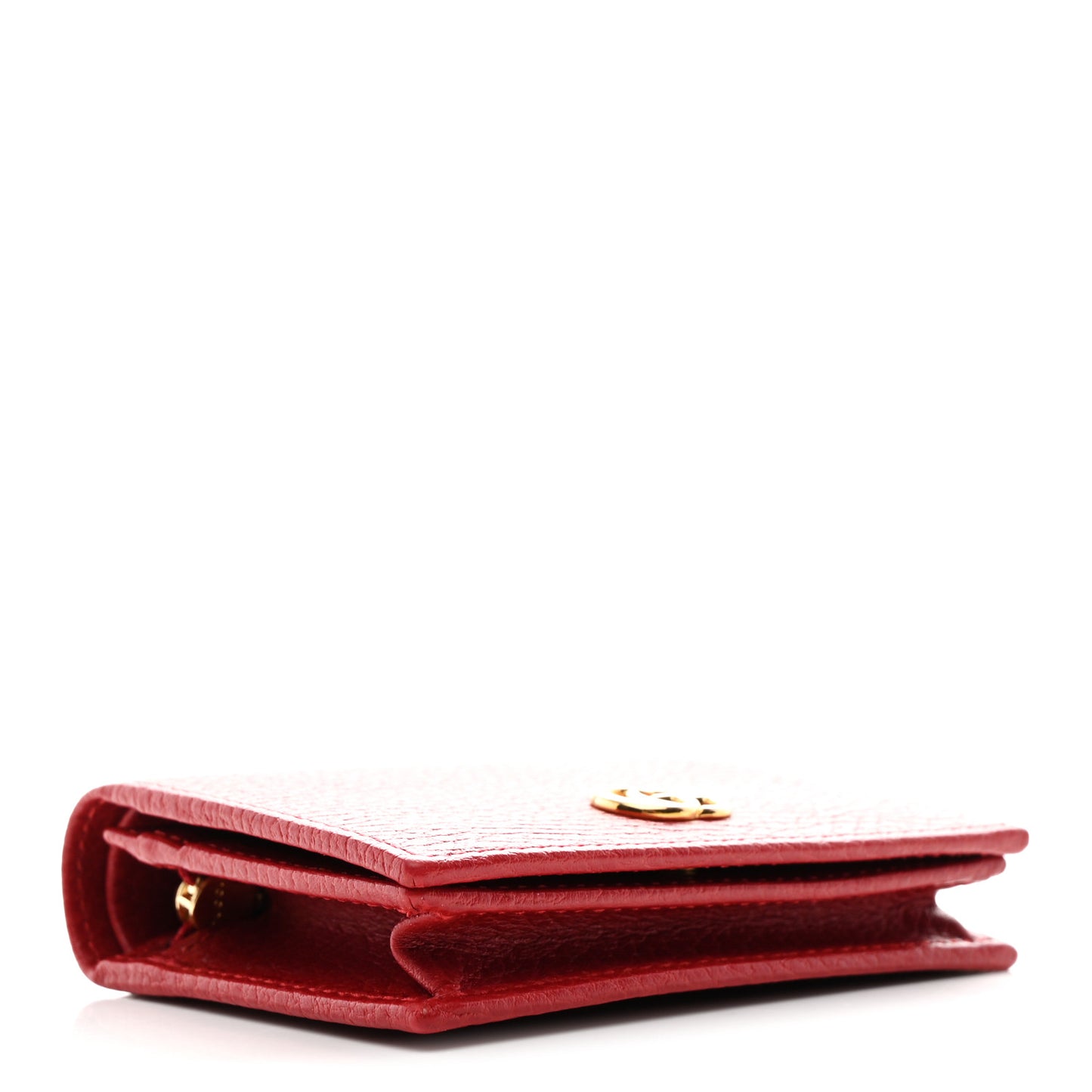 Pebbled Calfskin GG Marmont Card Case Hibiscus Red