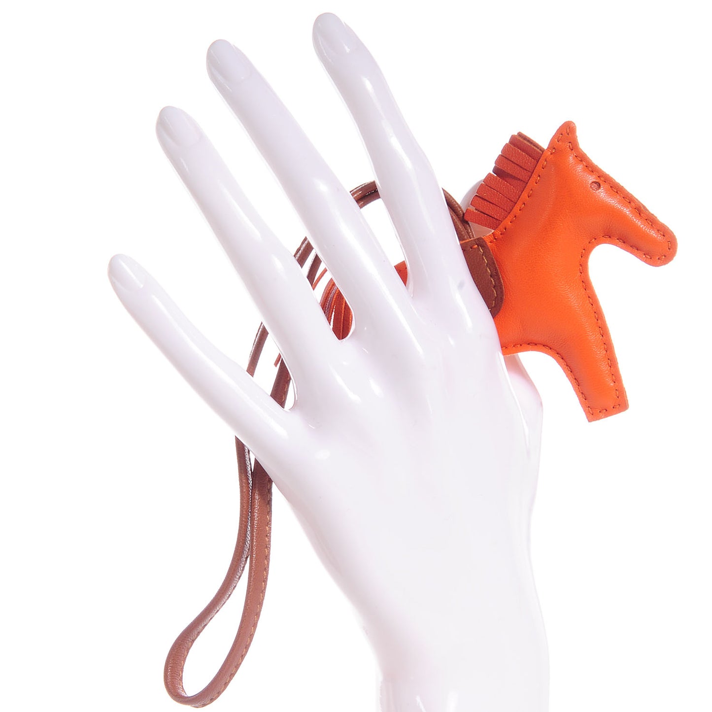 Milo Lambskin Grigri Rodeo Horse Bag Charm PM Feu Orange Fauve