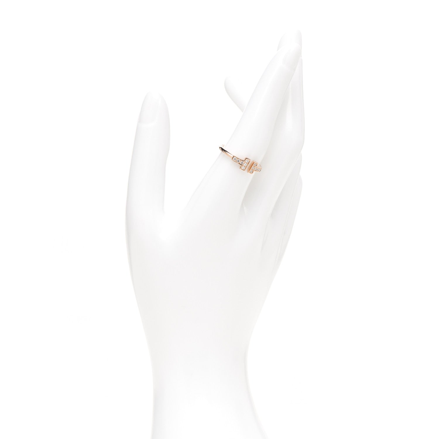 Tiffany 18K Rose Gold Diamond T Wire Ring 56 7.5 2 of 5