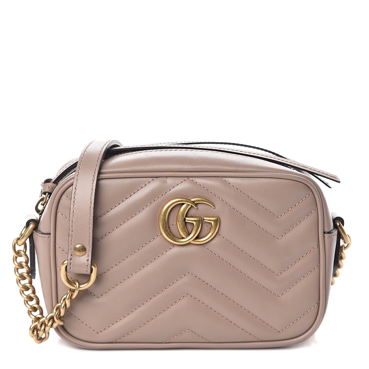 Gucci Calfskin Matelasse Mini GG Marmont Chain Shoulder Bag Porcelain Rose 1 of 8