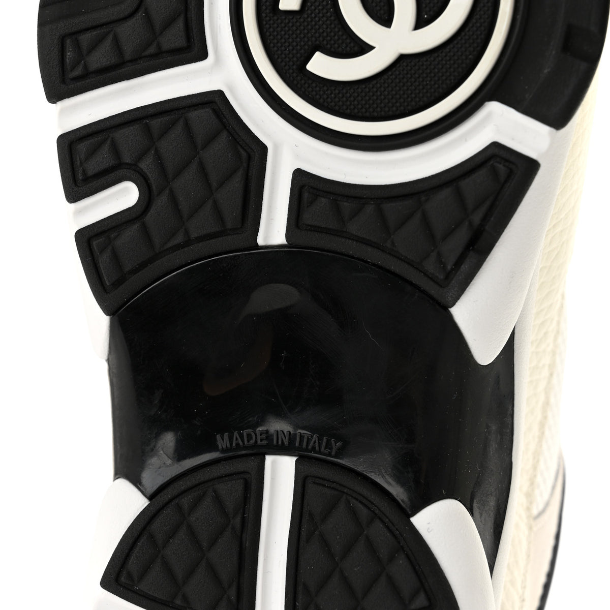 Chanel Mesh Suede Grained Calfskin Womens CC Sneakers 39.5 White Black 7 of 10