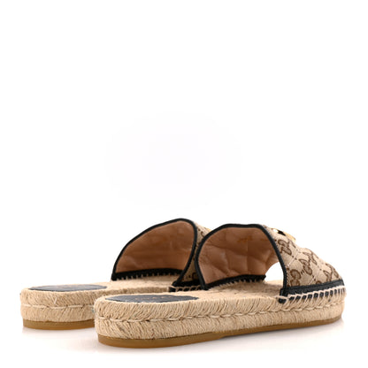 Gucci Monogram Matelasse GG Marmont Espadrille 20mm Slide Sandals 40 Beige Ebony Black 5 of 11