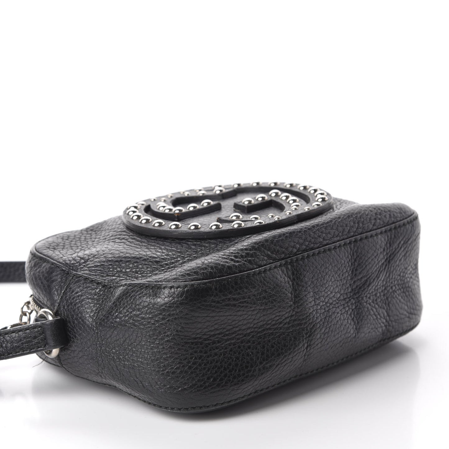 Pebbled Calfskin Studded Small Soho Disco Bag Black