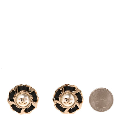 Chanel Pearl Lambskin Chain Around CC Earrings Gold 2 of 5