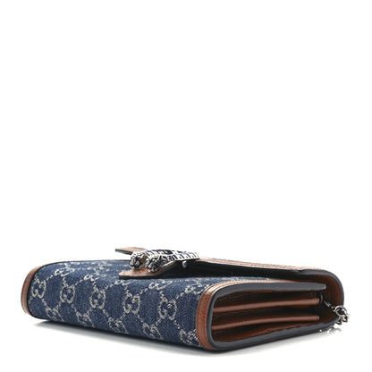 Gucci New Denim GG Monogram Dollar Calfskin Enamel Mini Dionysus Chain Wallet Blue Tea Cuir Epilog Electric Blue 9 of 13