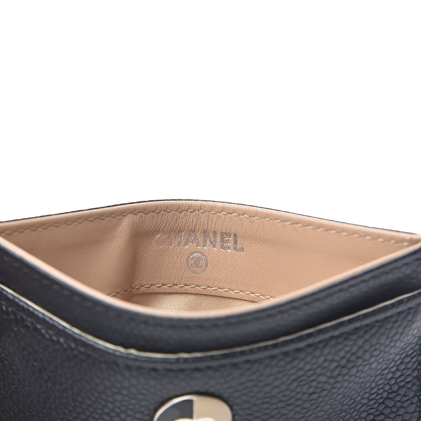 Calfskin CC Button Card Holder Black
