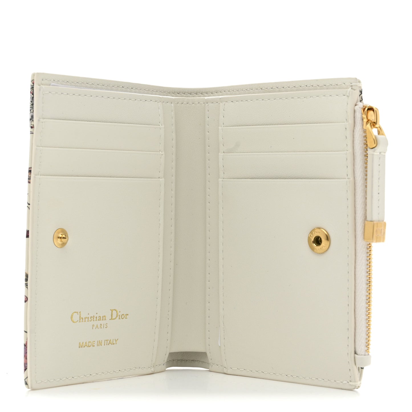 Calfskin Cabinet De Curiosites Print Caro XS Wallet White Multicolor