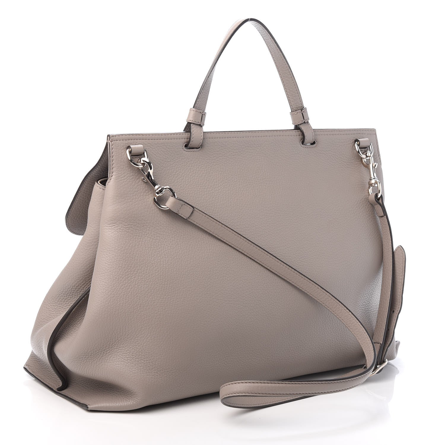 Gucci Cellarius Calfskin Large Bamboo Daily Top Handle Bag Storm Grey 3 of 9