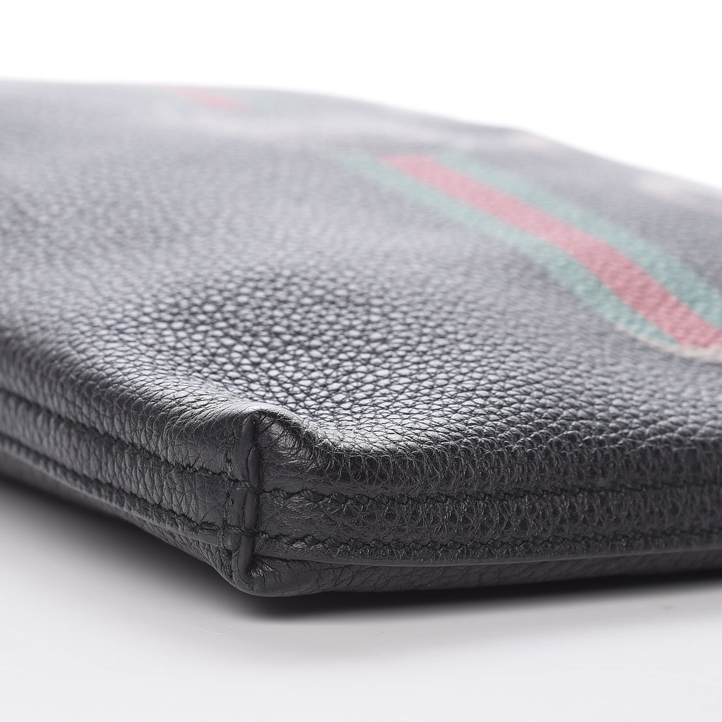 Pebbled Calfskin Medium Logo Portfolio Clutch Black