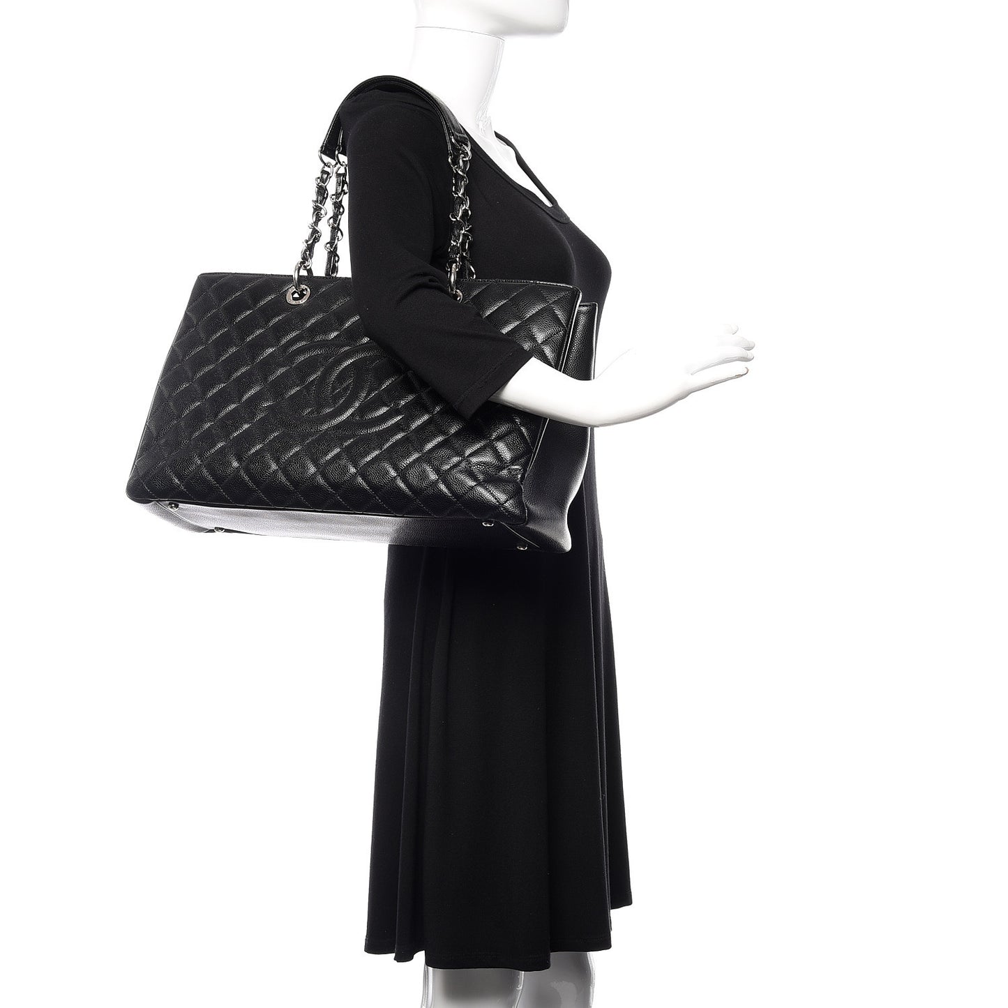 Caviar Quilted XL Grand Shopping Tote GST Black