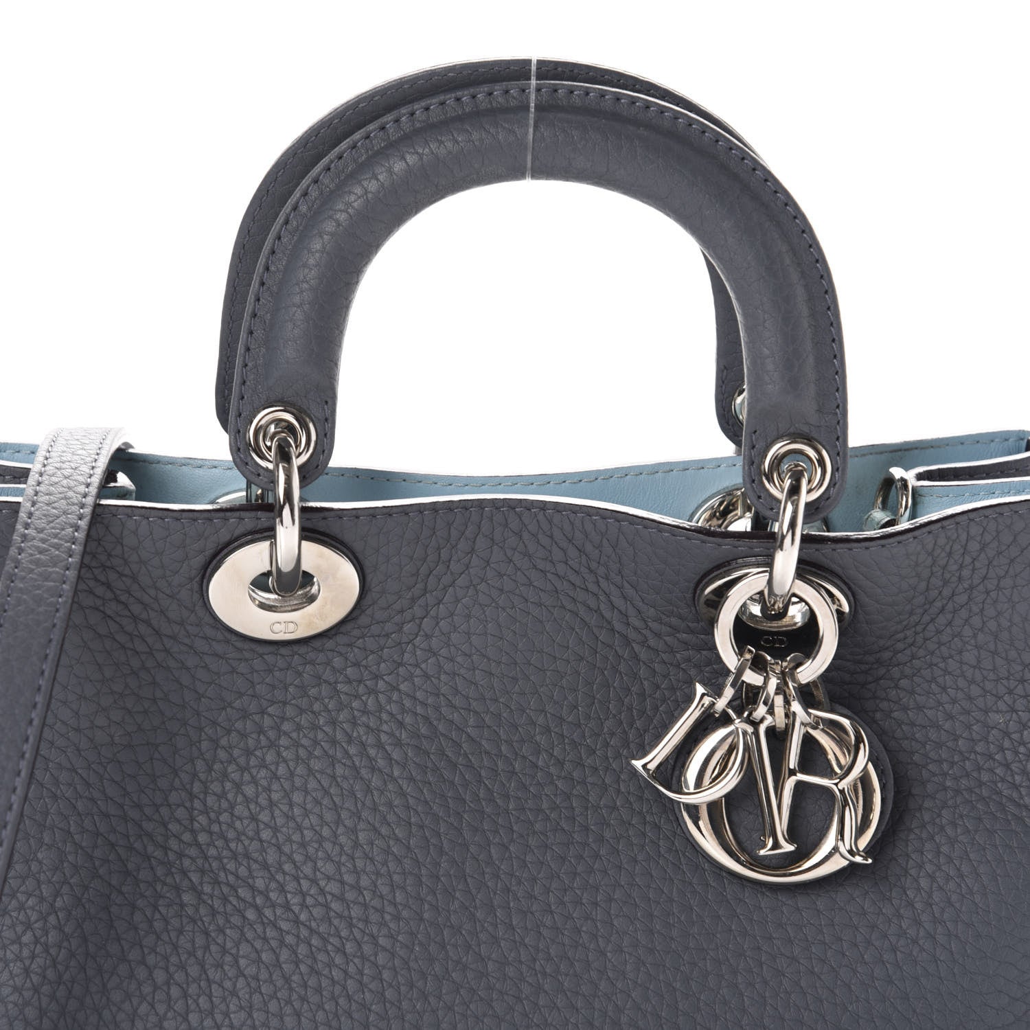 Christian Dior Bullcalf Mini Diorissimo Tote Grey Blue 11 of 11