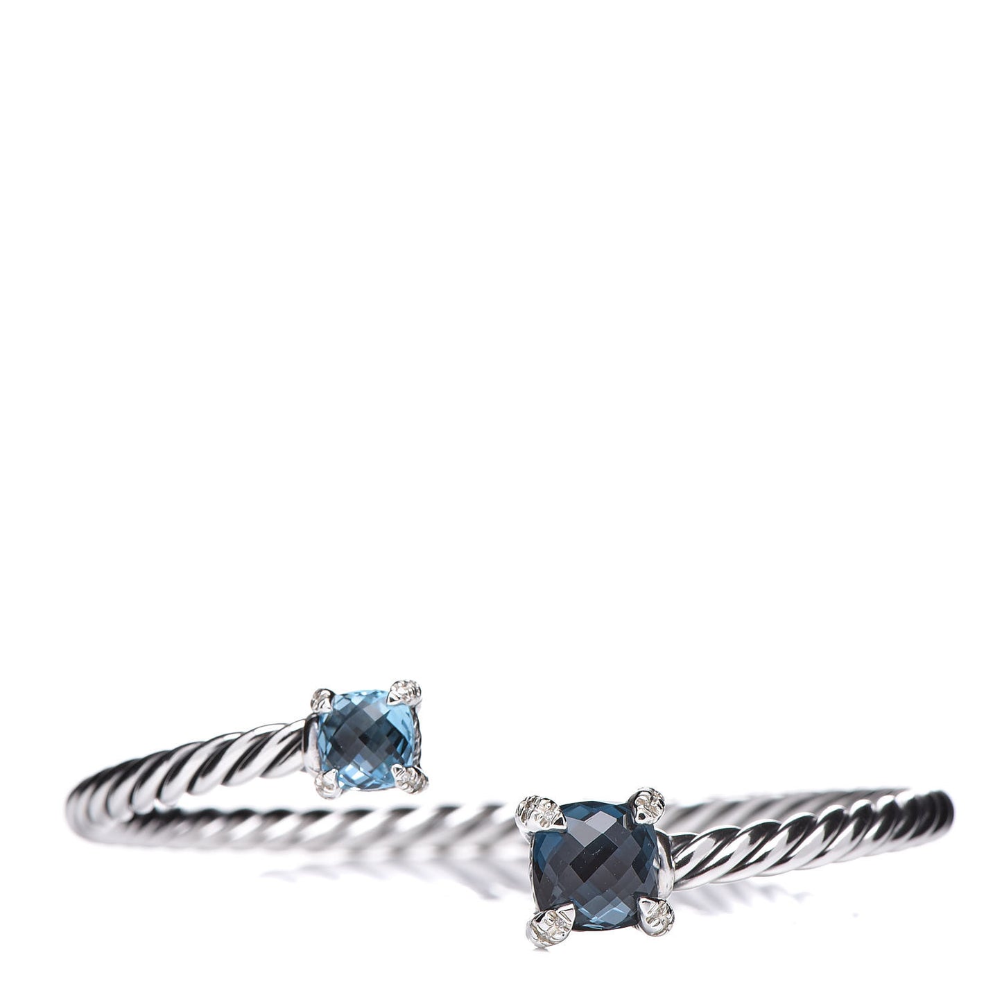 Sterling Silver Blue Topaz Hampton Blue Topaz Diamond 4mm Chatelaine Bypass Bracelet