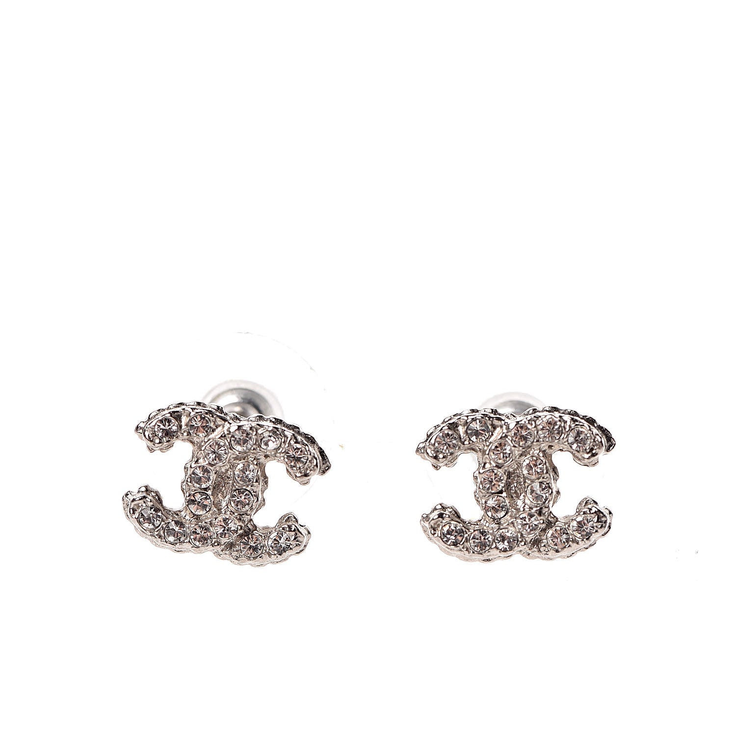 Chanel Crystal CC Earrings Silver 1 of 4