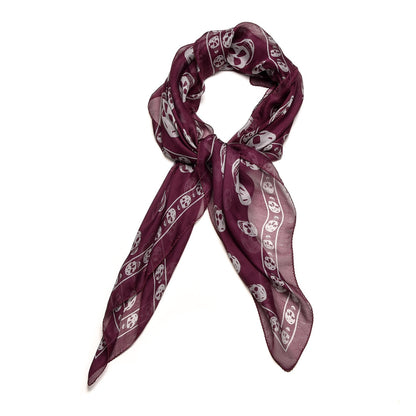 Alexander McQueen Silk Chiffon Skull Scarf Aubergine Grey 1 of 3