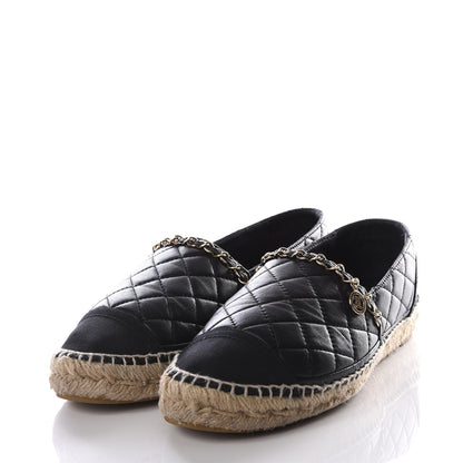Chanel Lambskin Quilted CC Chain Espadrilles 39 Black 2 of 9