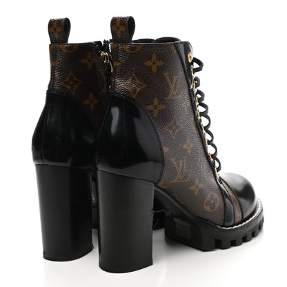 Louis Vuitton Patent Calfskin Monogram Star Trail Ankle Boots 37 Black 4 of 8