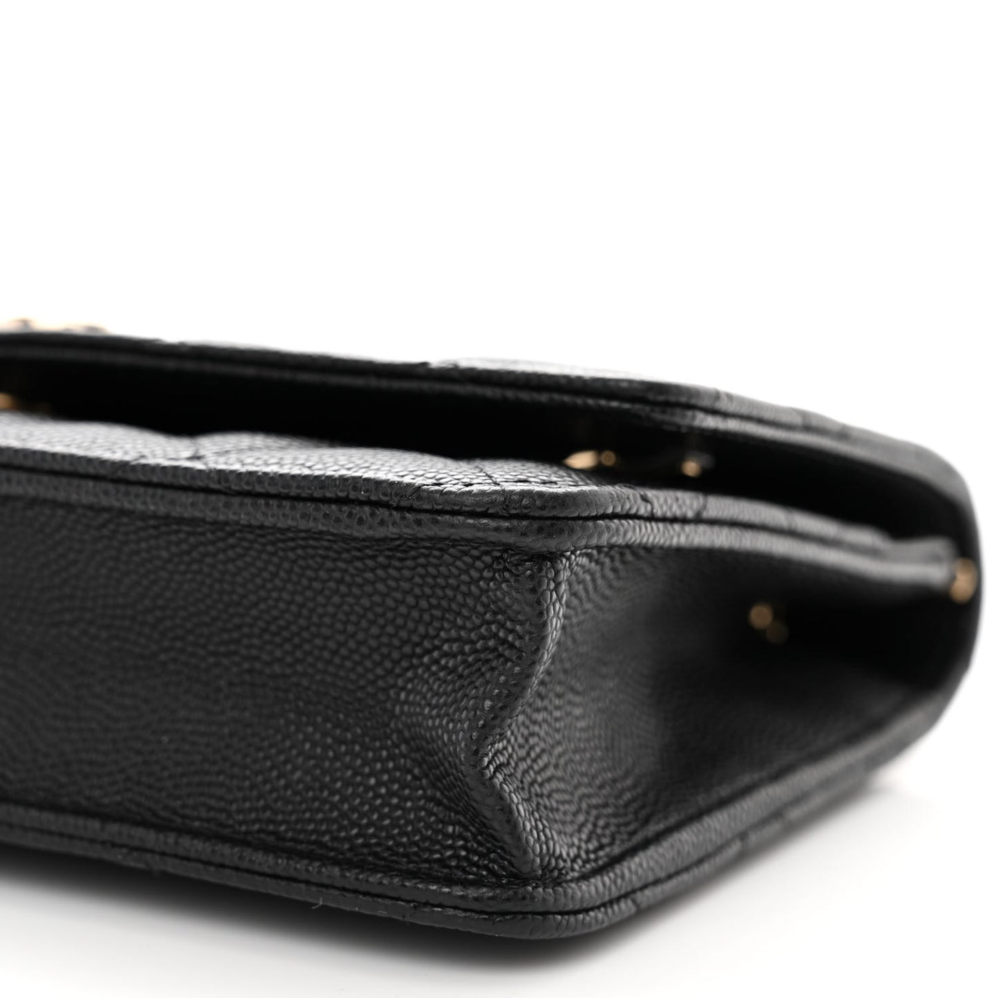 Caviar Quilted Striated CC Wallet On Chain WOC Black