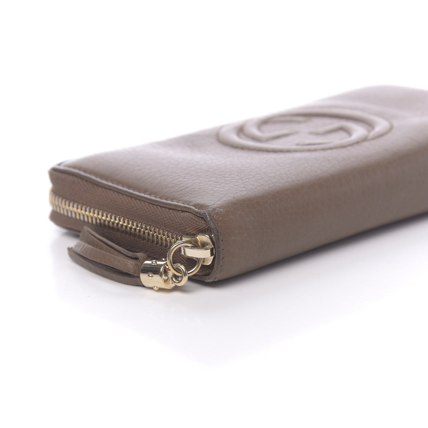 Pebbled Calfskin Soho Zip Around Wallet Brown