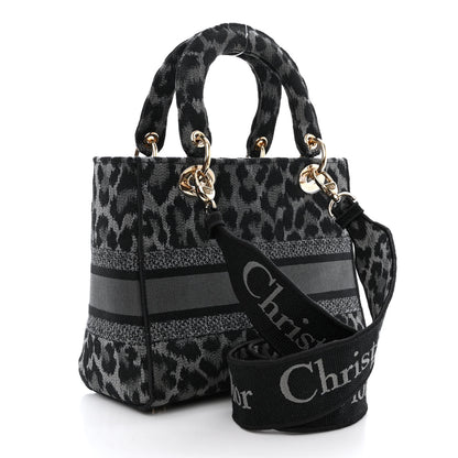 Christian Dior Canvas Mizza Embroidered Medium Lady D-Lite Gray 3 of 16