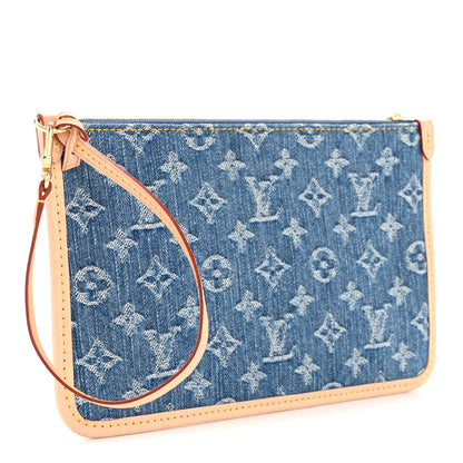 Louis Vuitton Denim Monogram Carryall MM Pochette Blue 3 of 7