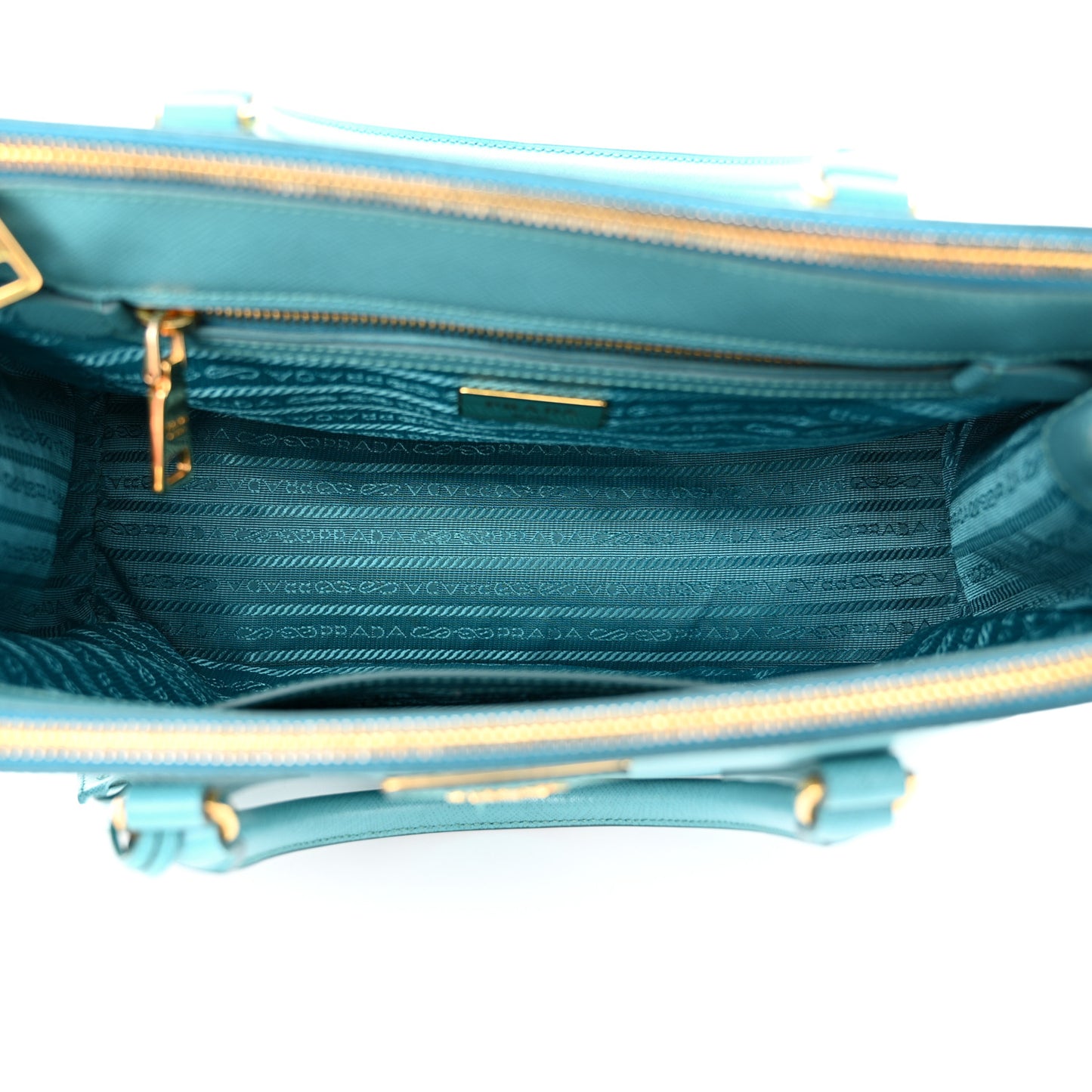 Saffiano Lux Galleria Small Double Zip Tote Turchese