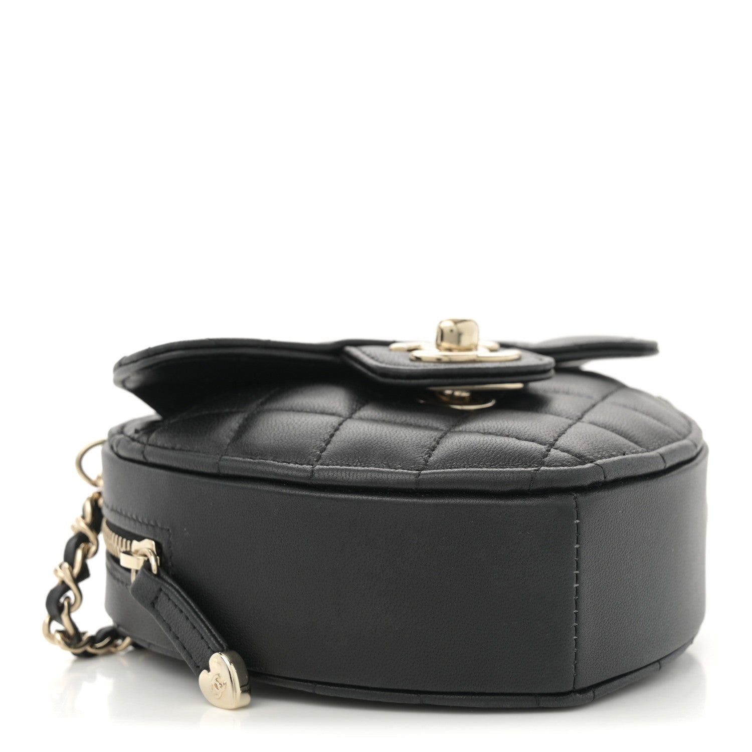 Chanel Lambskin Quilted CC In Love Heart Clutch With Chain  Black 4 of 11