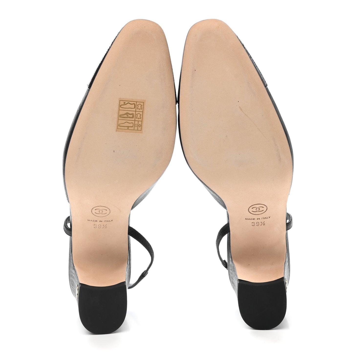 Goatskin Calfskin Cap Toe CC Slingback Sandals 39.5 Black