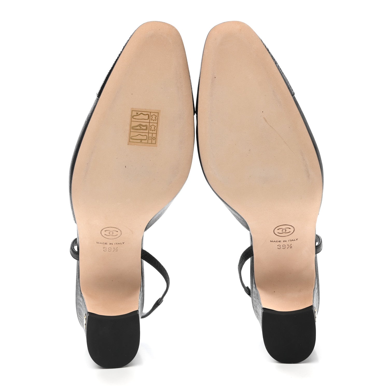Chanel Goatskin Calfskin Cap Toe CC Slingback Sandals 39.5 Black 5 of 8
