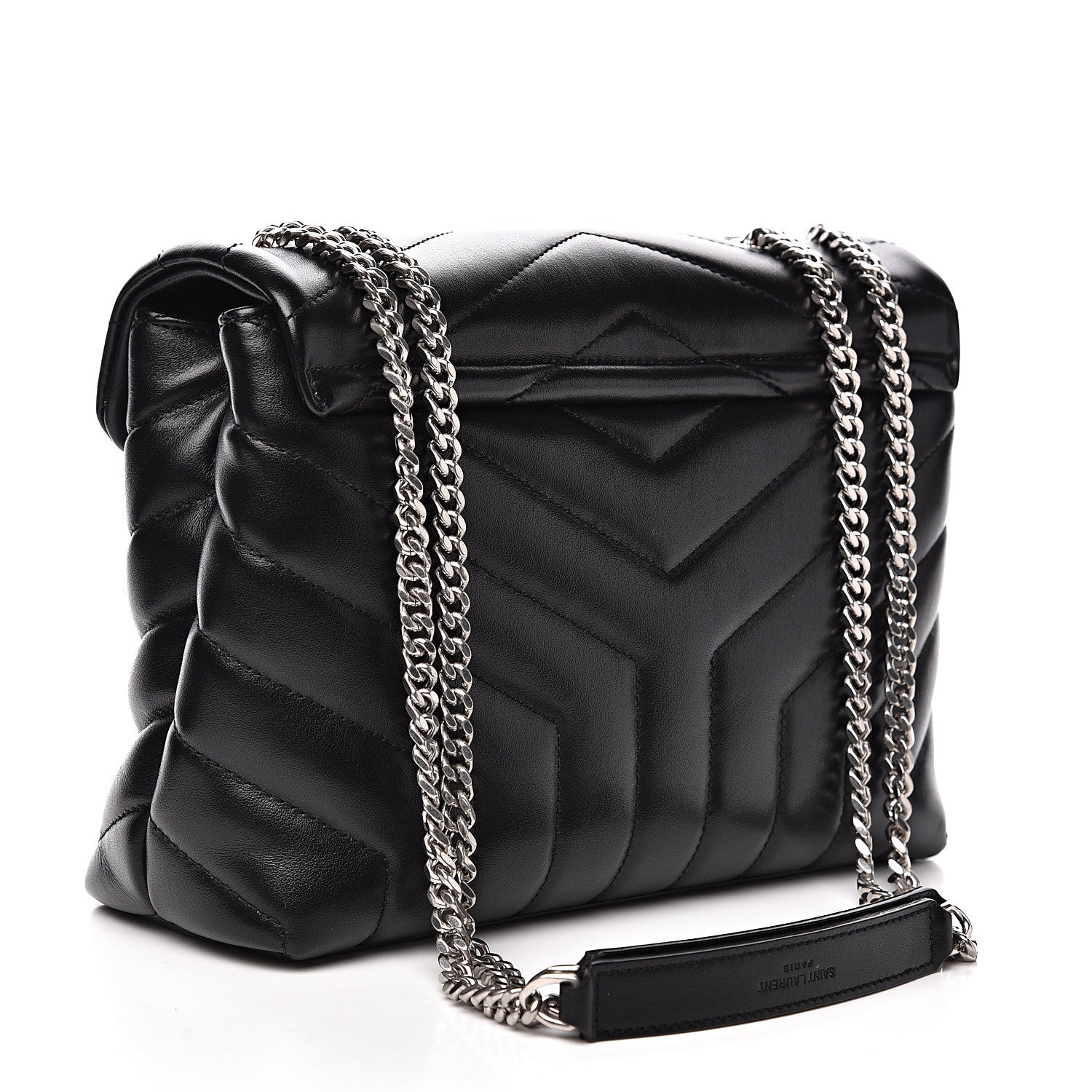 Saint Laurent Calfskin Y Quilted Monogram Small Loulou Chain Satchel Black 2 of 9
