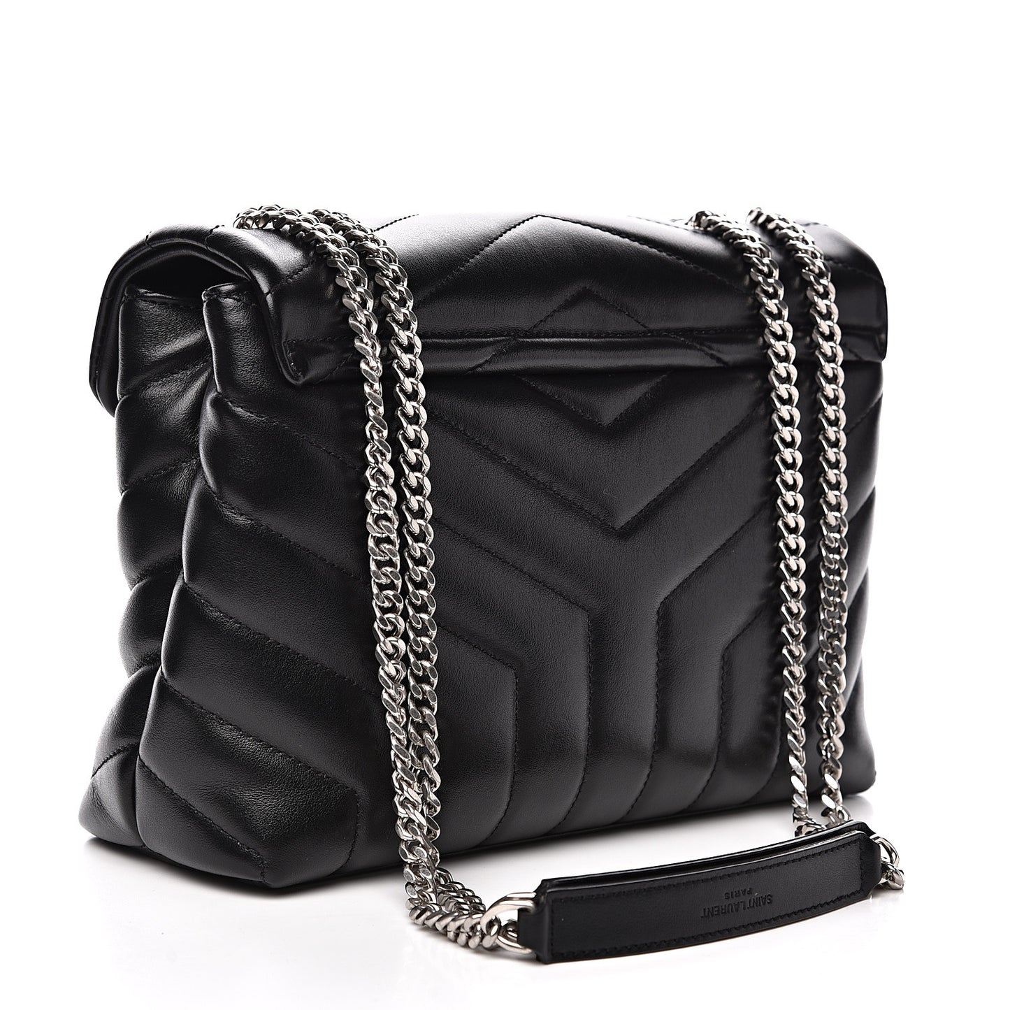 Calfskin Y Quilted Monogram Small Loulou Chain Satchel Black