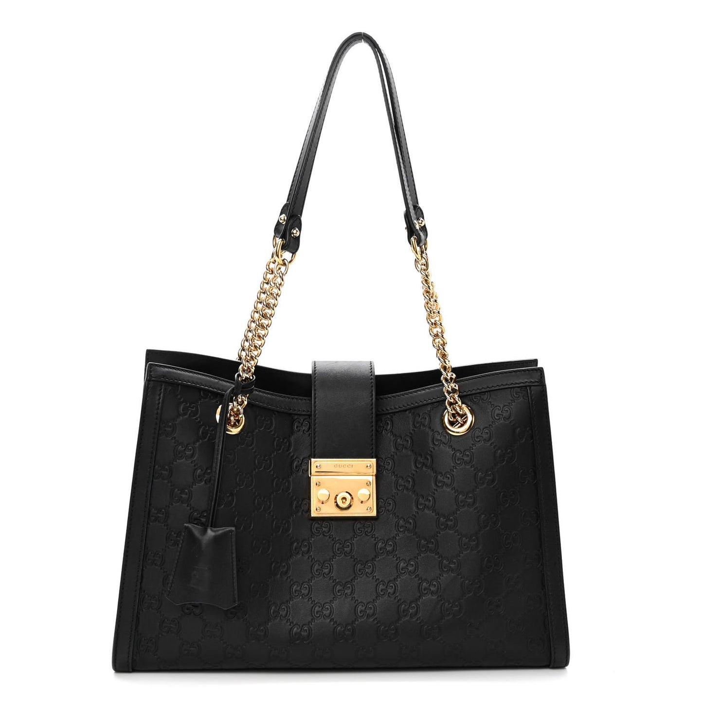 Guccissima Medium Padlock Tote Black
