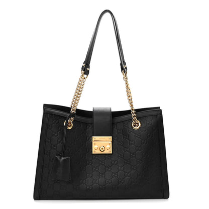 Gucci Guccissima Medium Padlock Tote Black 1 of 11