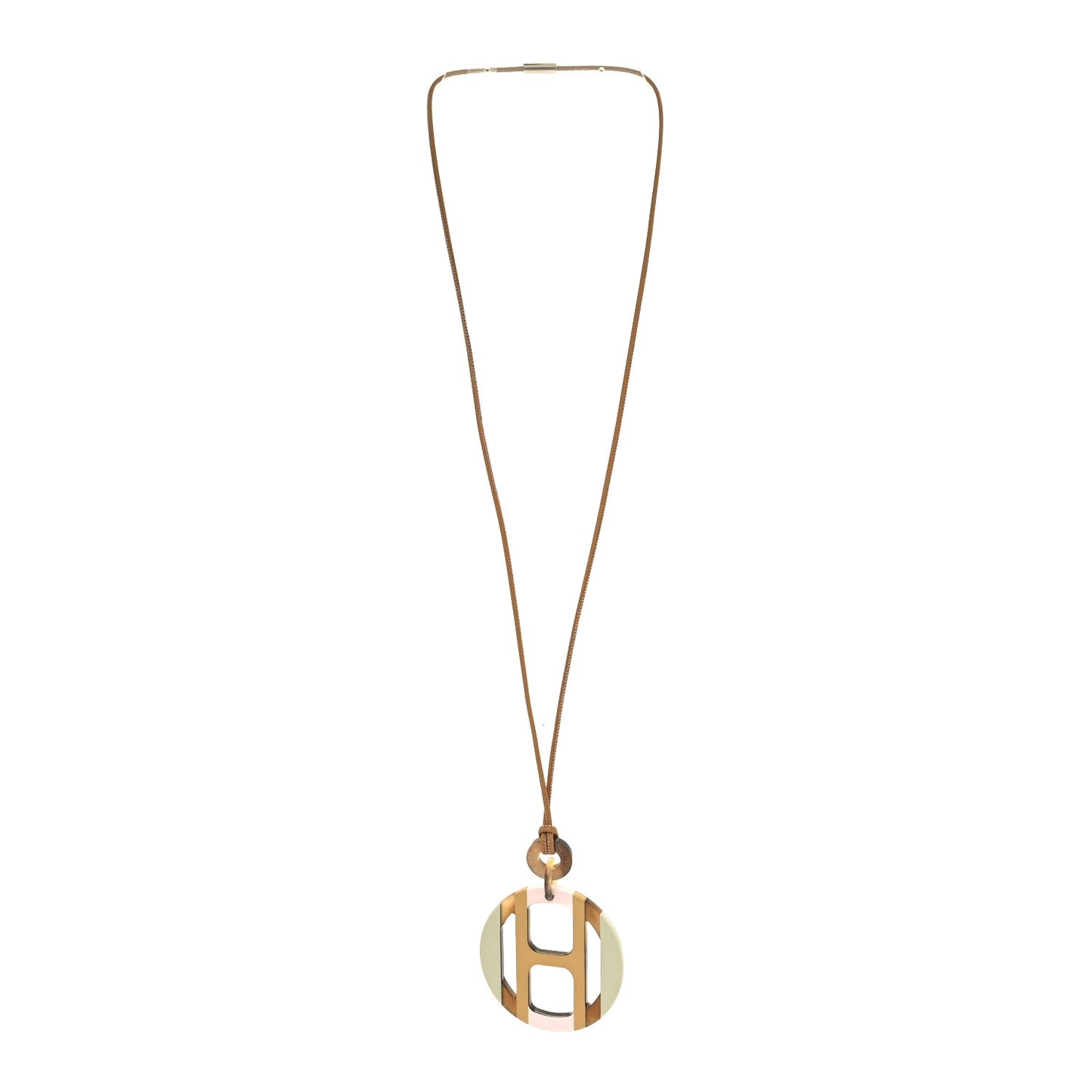 Buffalo Horn Lacquer H Equipe Pendant Necklace Songe