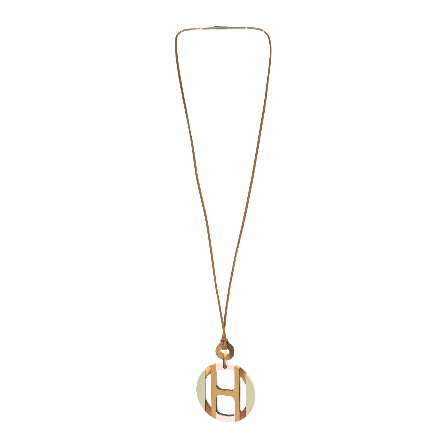 Hermes Buffalo Horn Lacquer H Equipe Pendant Necklace Songe 3 of 5