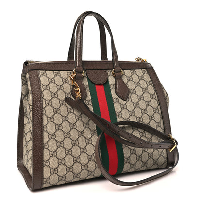 Gucci GG Supreme Monogram Web Medium Ophidia Tote Bag Brown 3 of 10