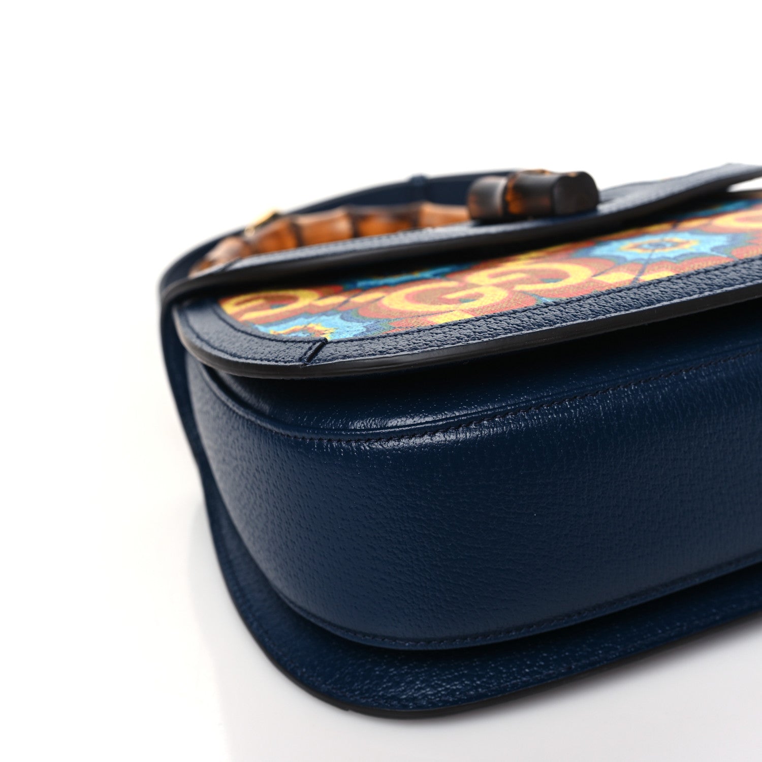 Gucci Calfskin Kaleidoscope Medium Bamboo 1947 Top Handle Bag Blue Orange Multicolor Blue Agata 7 of 8