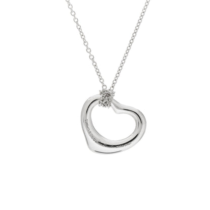 Tiffany Sterling Silver 16mm Elsa Peretti Open Heart Pendant Necklace 4 of 6