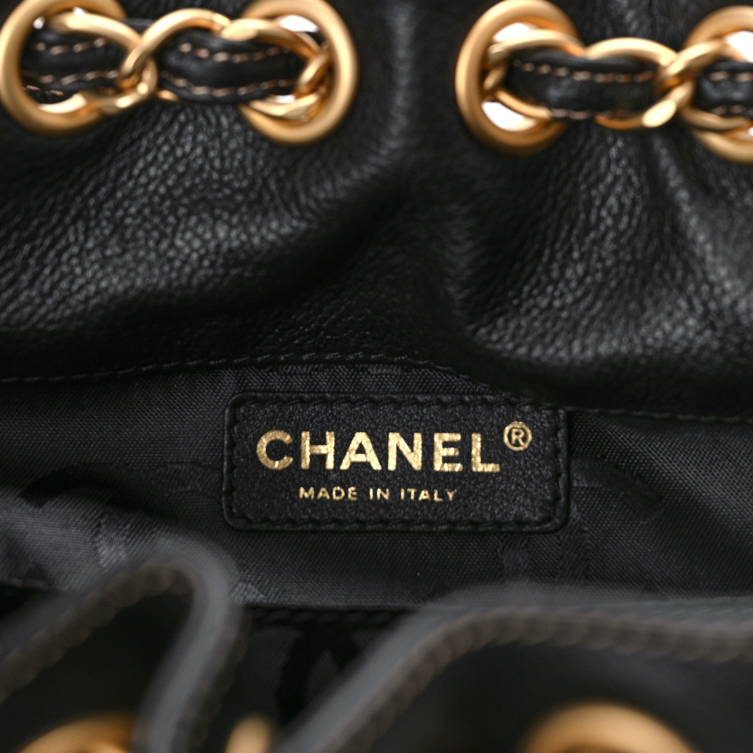 Chanel Grained Calfskin CC Drawstring Bucket Bag Black 6 of 8