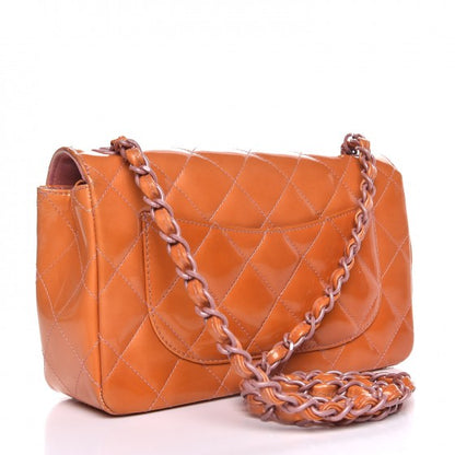 Chanel Patent Quilted Mini Rectangular Flap Orange 3 of 15