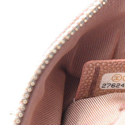 Chanel Metallic Caviar Chevron Quilted Small Vintage Mademoiselle Cosmetic Case Pink 6 of 7