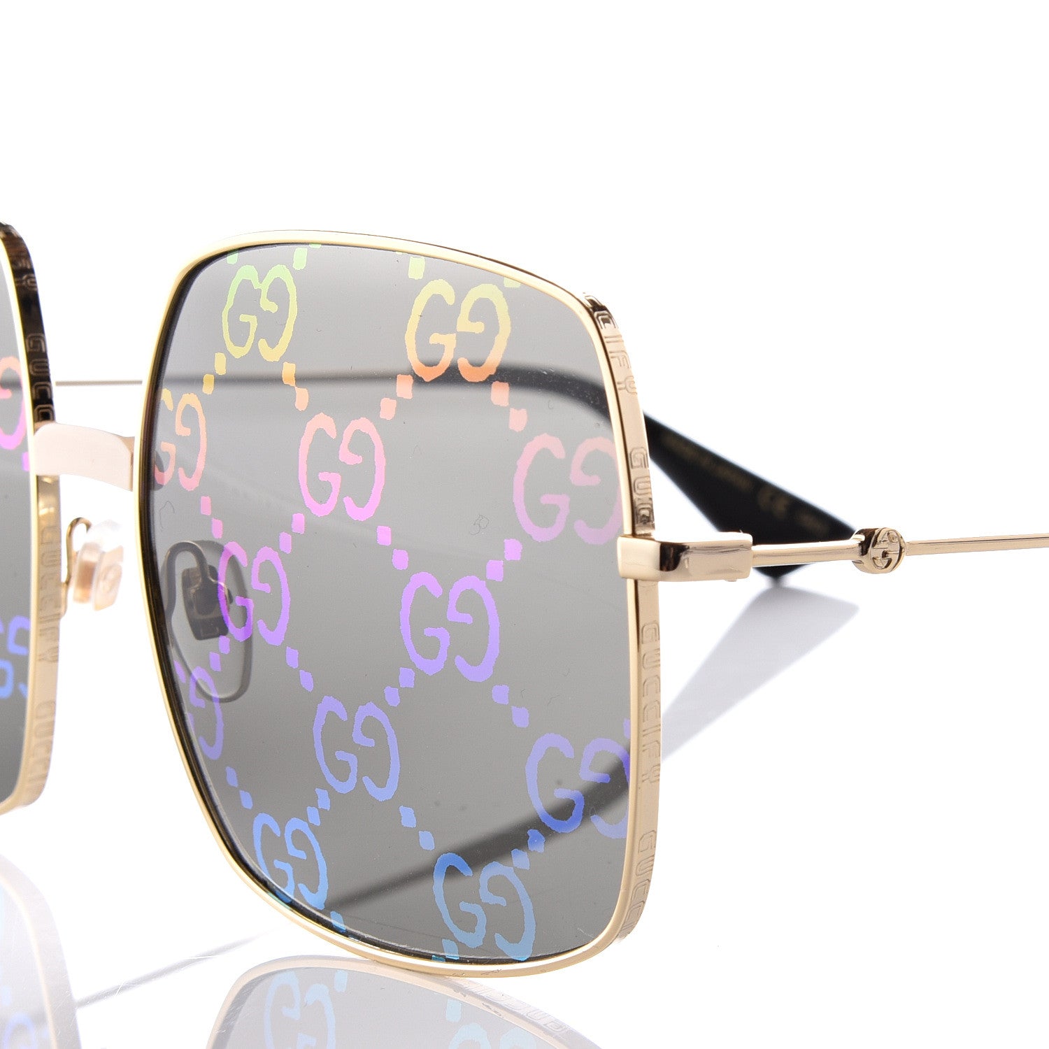 Gucci Rectangular Frame Sunglasses GG0414S Black 7 of 8