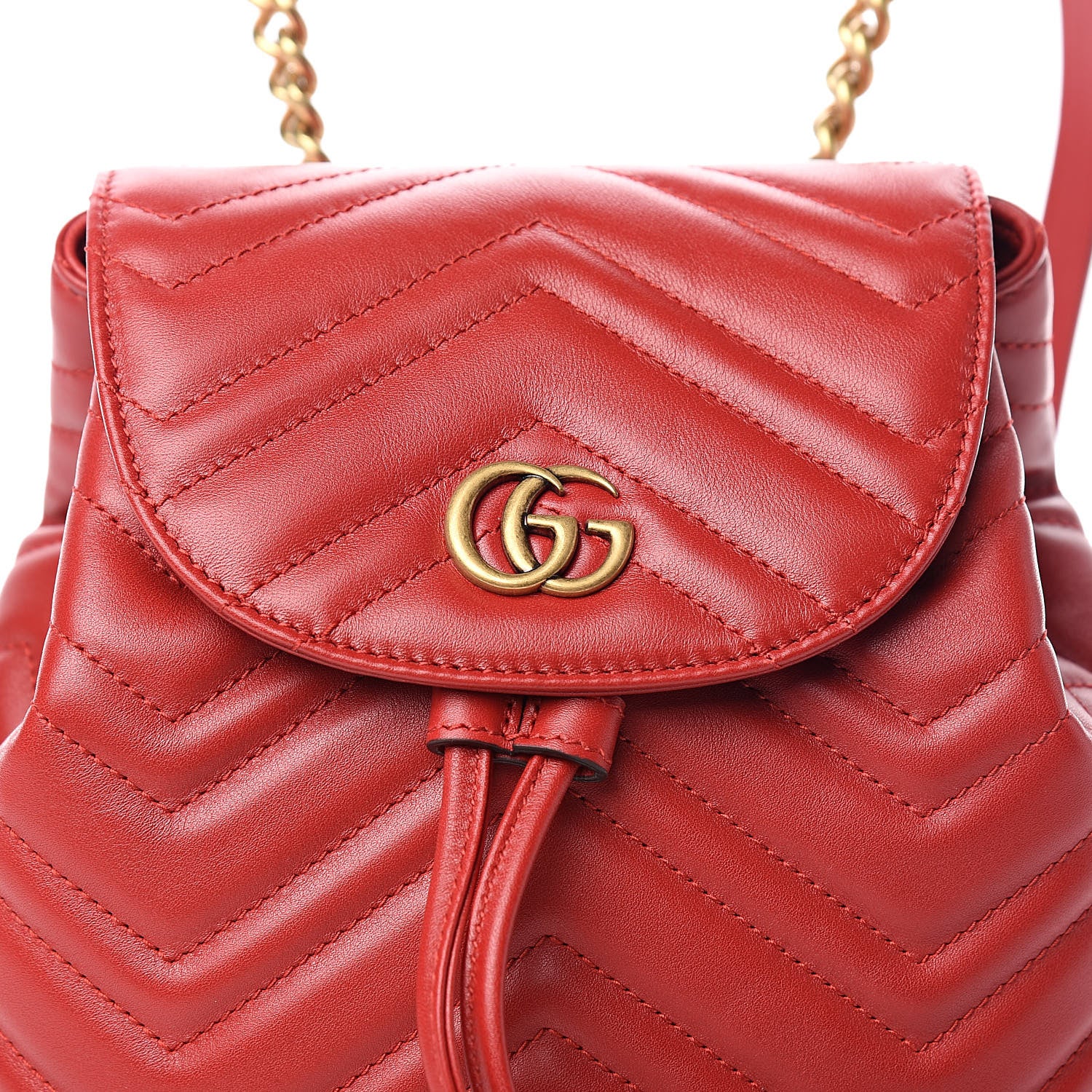 Gucci Calfskin Matelasse GG Marmont Flap Backpack Hibiscus Red 10 of 11