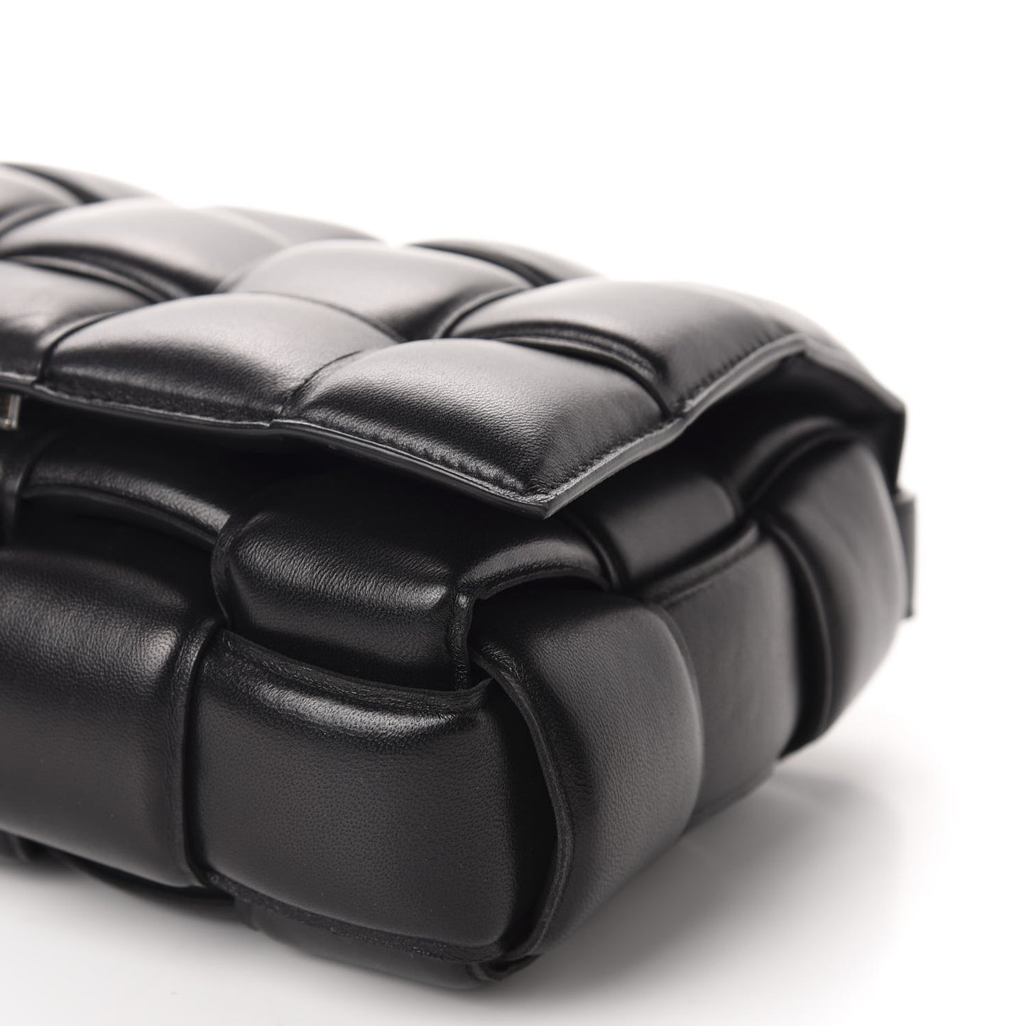 Nappa Maxi Intreccio Padded Cassette Crossbody Bag Black