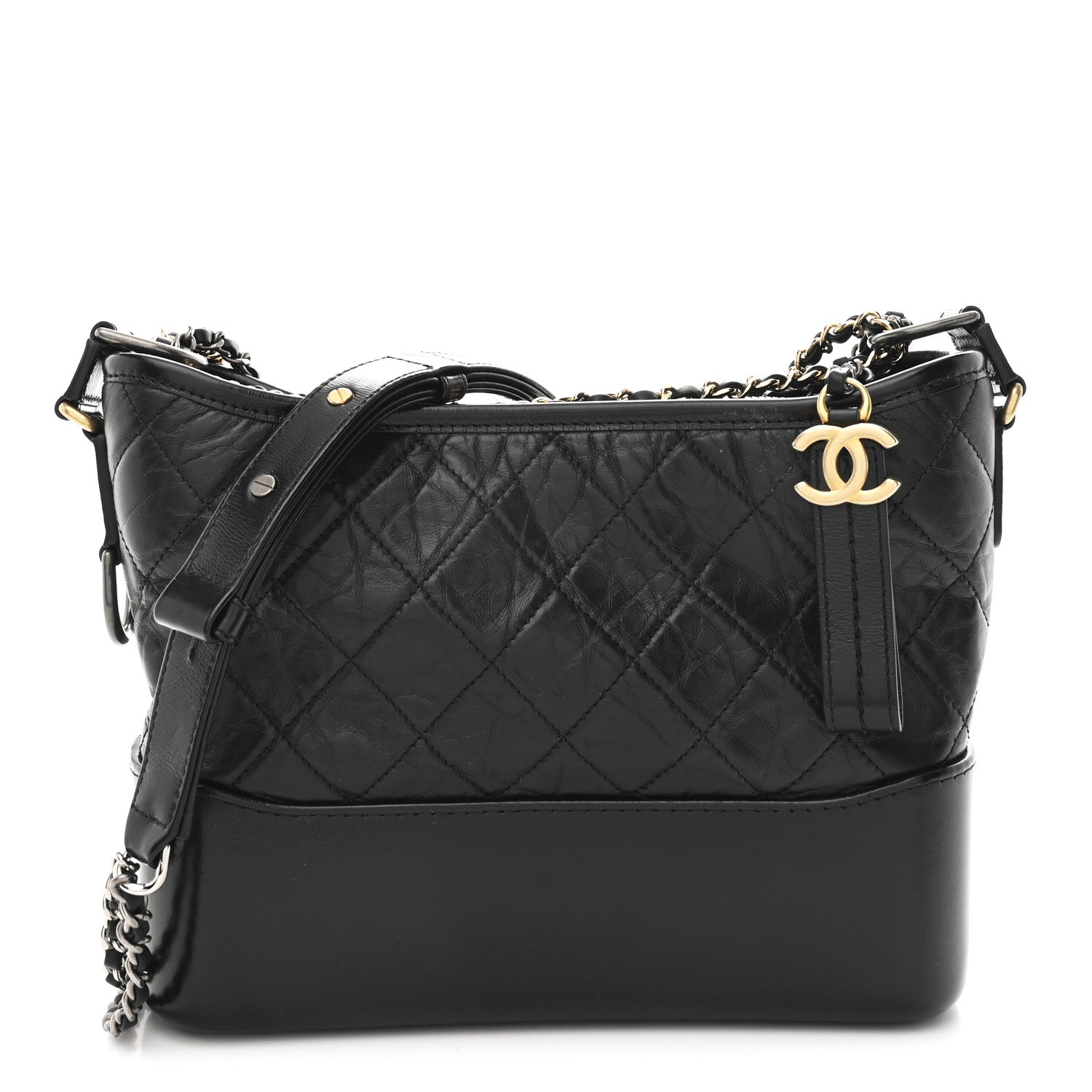 Chanel Aged Calfskin Quilted New Medium Gabrielle Hobo Black 1 of 11