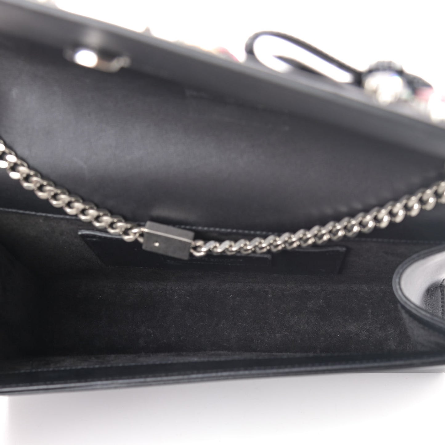 Calfskin Embellished Medium Monogram Kate Satchel Black