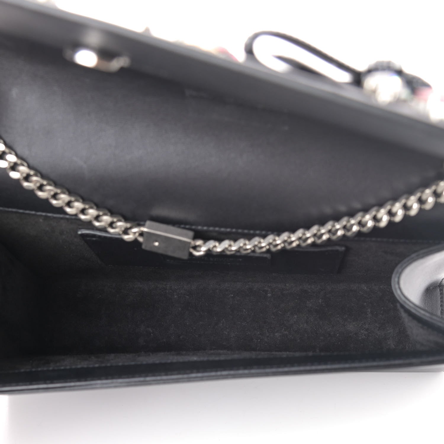 Saint Laurent Calfskin Embellished Medium Monogram Kate Satchel Black 4 of 4