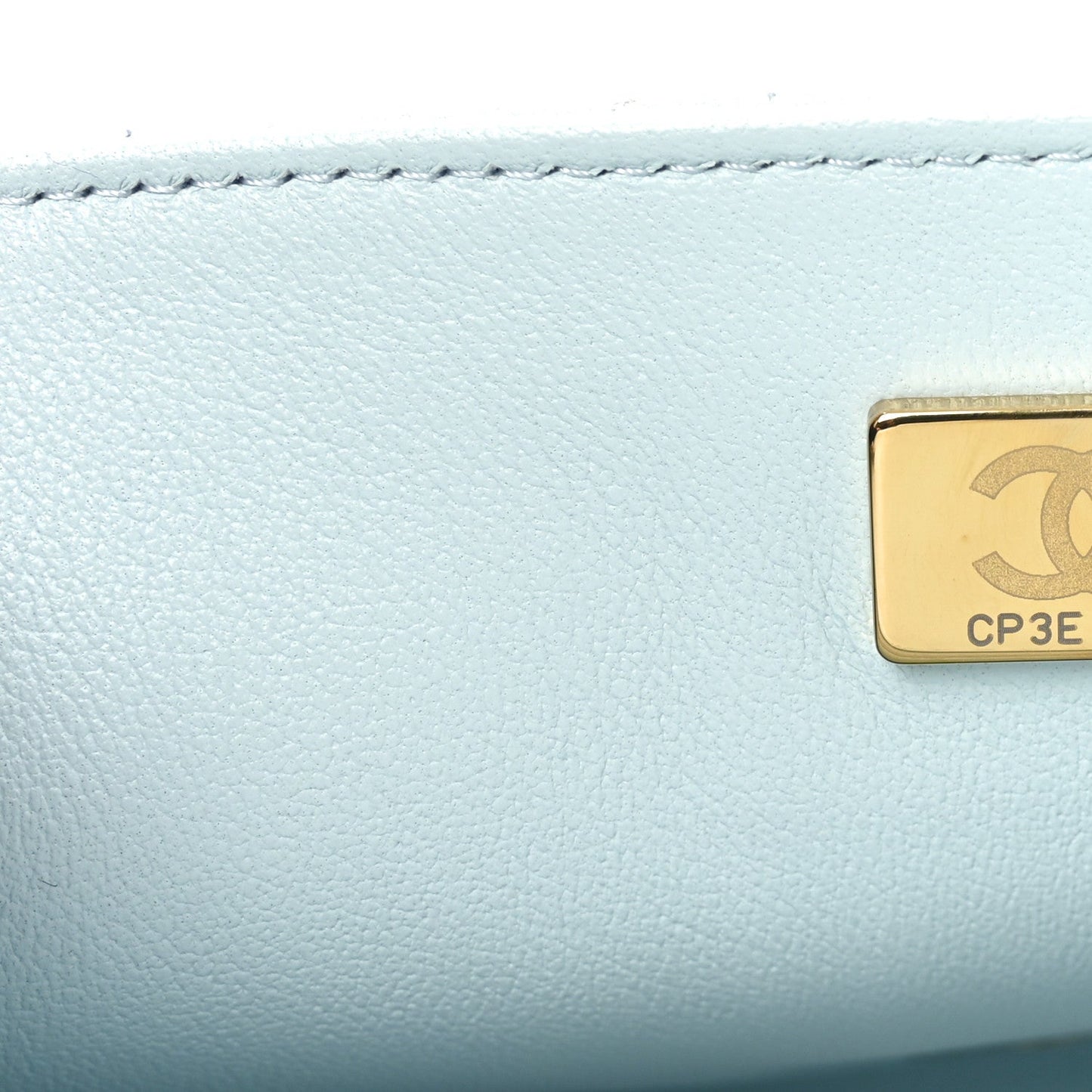 Lambskin Quilted Mini Rectangular Flap Light Blue