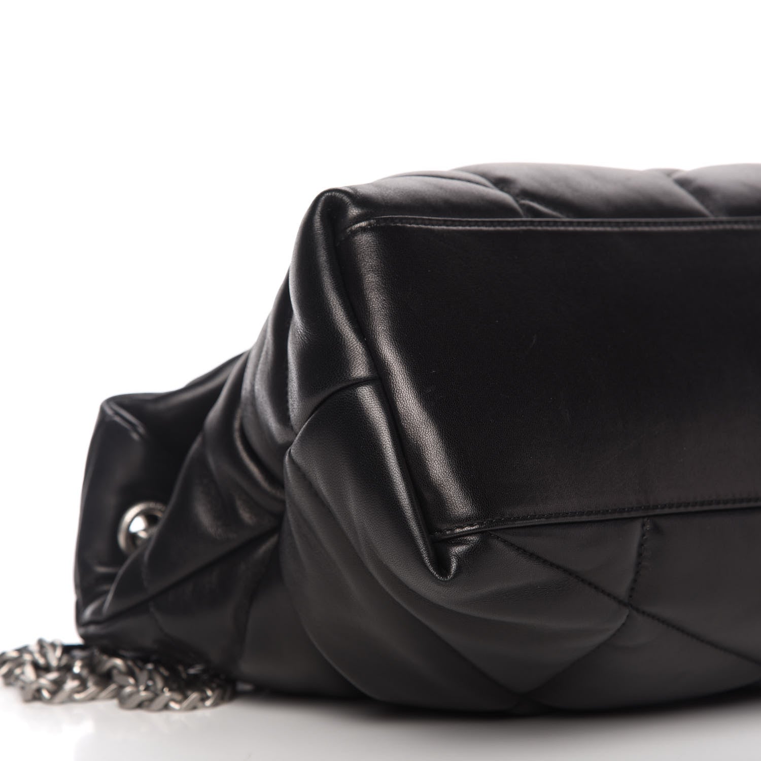Saint Laurent Lambskin Quilted Medium Loulou Puffer Monogram Chain Satchel Black 6 of 10